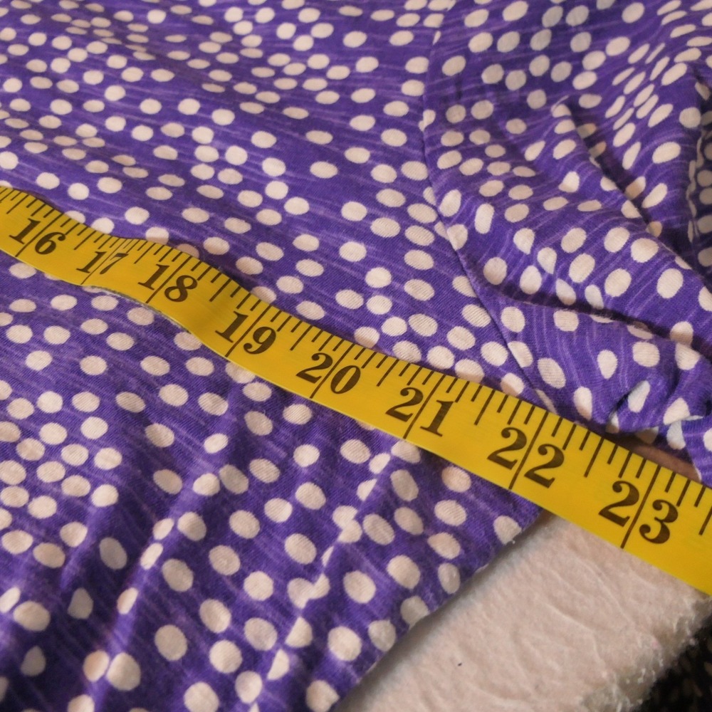 Chico's Women Top Size 2 L Purple Polka Dot V-neck Career Casual Soft Breathable